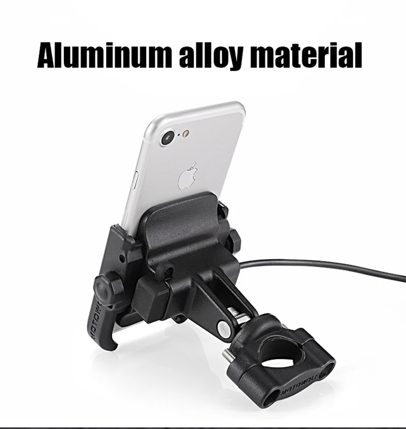 Держатель телефона из алюминиевого сплава для мотоцикла с usb зарядкой для iPhone X R, поддержка телефона, мото руль, зеркальный кронштейн заднего вида