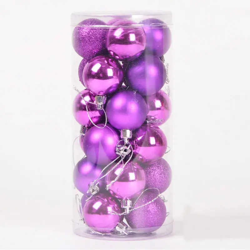 purple 24 шт./лот Рождественская елка Декоративный Шар Елочная игрушка навесная Рождество вечерние орнамент украшения для рождественские украшения для дома 3 см - Цвет: purple