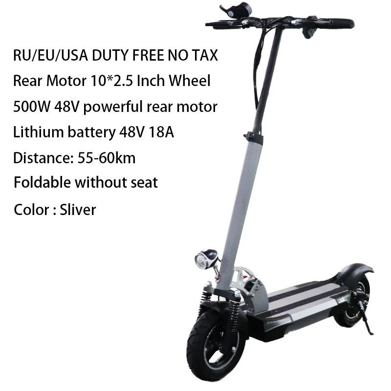 Электрический скутер 48V 500W для взрослых Patinete Electrico мотороллер мотор Trotinette Electrique взрослый Escooter e Электрический скутер - Цвет: 500W 48V18AH Silver