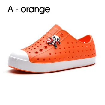 A-orange Новая летняя стильная детская пляжная обувь дышащие Вьетнамки с отверстиями Нескользящие сандалии дети сажают наружные кроссовки для девочек и мальчиков - Цвет: A-orange