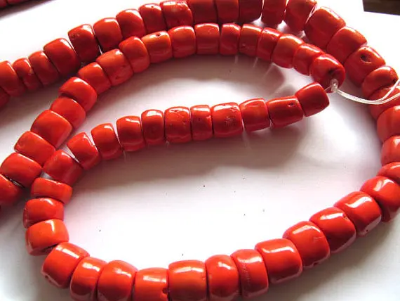 

2strands 4-12mm high quality Red Coral Beads,Bamboo Coral Drum Column rice Handmade Polished Red Orange White Mix Loose Bead
