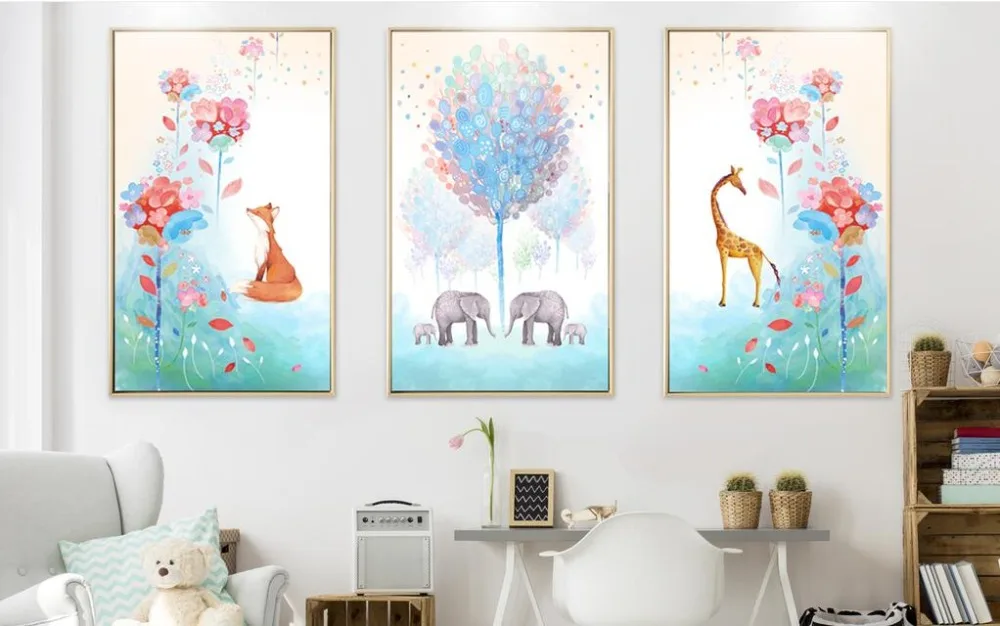 

Fashion minimalist Nordic print garden animal without frame decorative paint painting living room bedroom