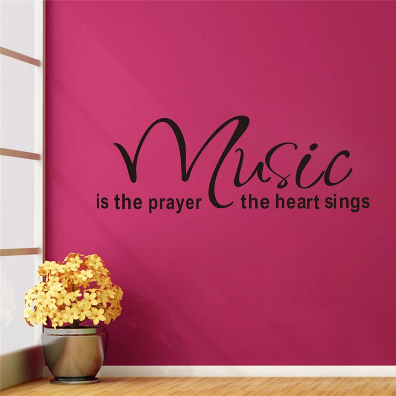 

music is the prayer the heart sings vinyl wall stickers letters living room indoor wall art decor diy black decals