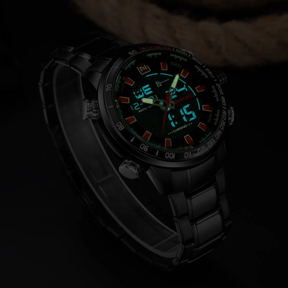 Часы наручные NAVIFORCE Мужские кварцевые аналоговые роскошные модные светодиодные