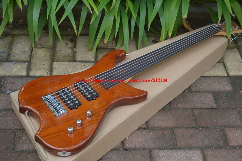 Новый 6 струн fretless электрический бас гитара в натуральном Бесплатная доставка BJ
