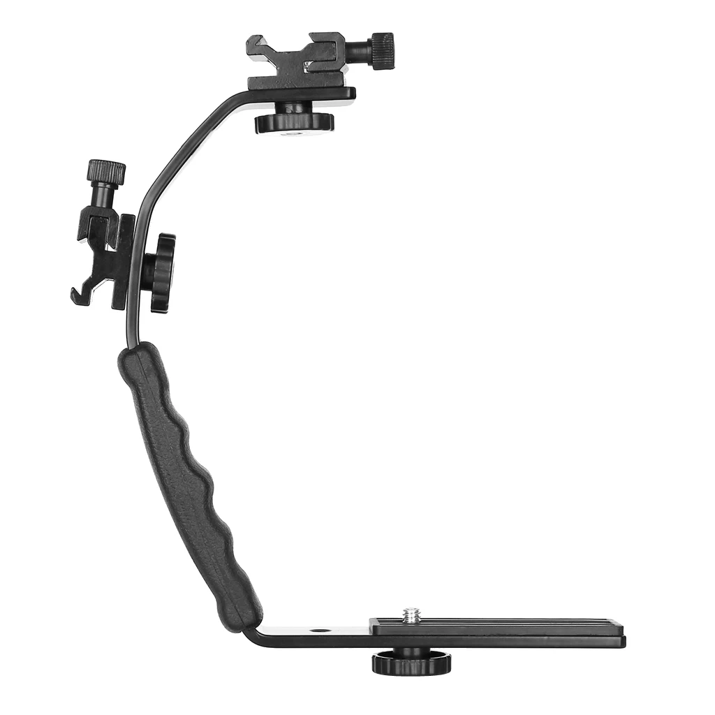 

Стойка для камеры 115 мм l-образный Кронштейн для вспышки DV Кронштейн Лоток Двойной Горячий башмак Кронштейн для вспышки для DSLR камер видеока...