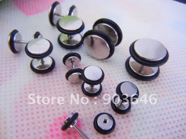 

50pcs Free Shippment Body Jewelry- Fake Ear Plug Cheat Illusion Ear Tapers & tunnels with two " O " Rings