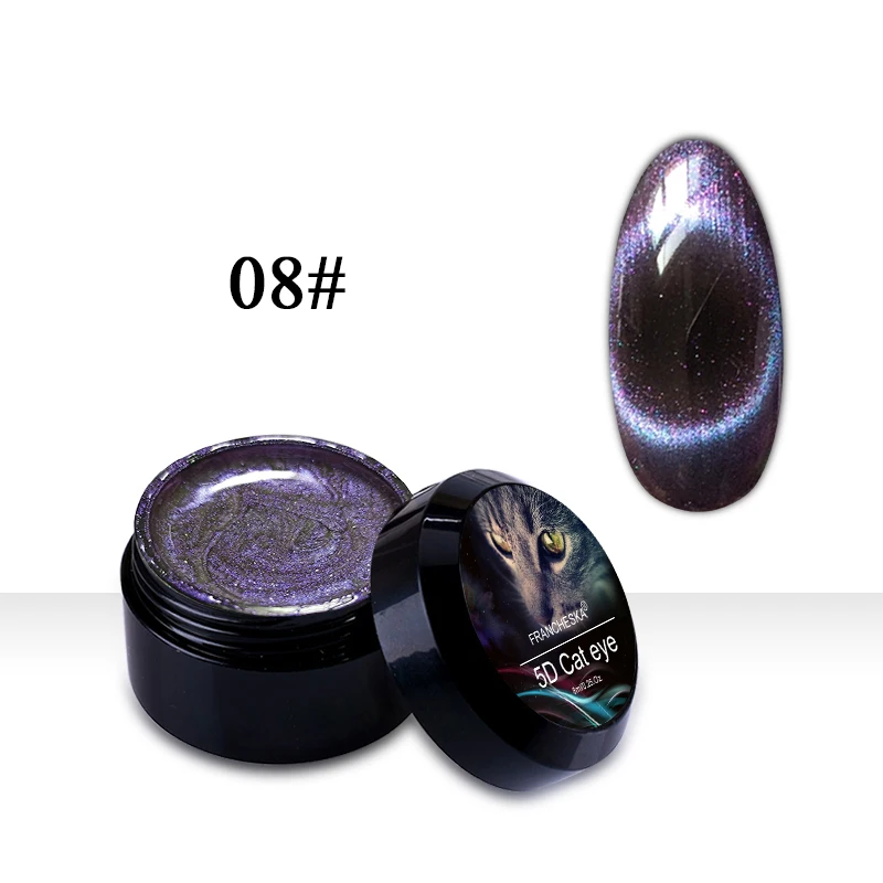 5D cat eye 08 FRANCHESKA Гель-лак для ногтей Блестящий Гель-лак qi кошачий глаз pai лак для ногтей кисть Магнитный Гель-лак для УФ-лампы Базовый верхний слой набор 8 мл - Цвет: 5D cat eye 08