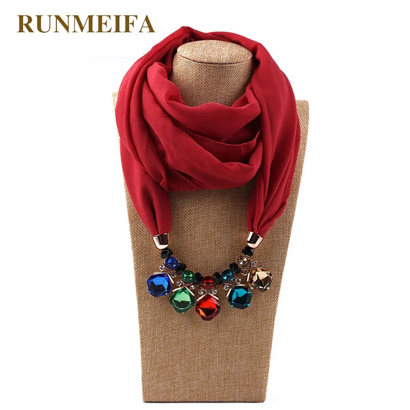 RUNMEIFA Bling-ожерелье с мишурой подвески шарф из чистого шифона Сплав Бусины