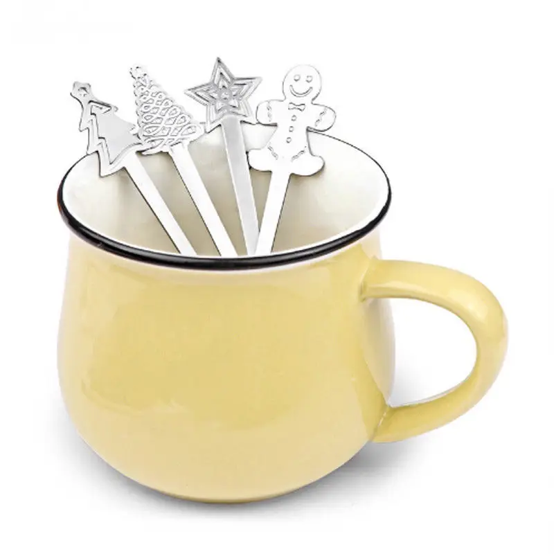 4 шт./компл. Рождественская посуда кофейная нержавеющая сталь для ложек ложка