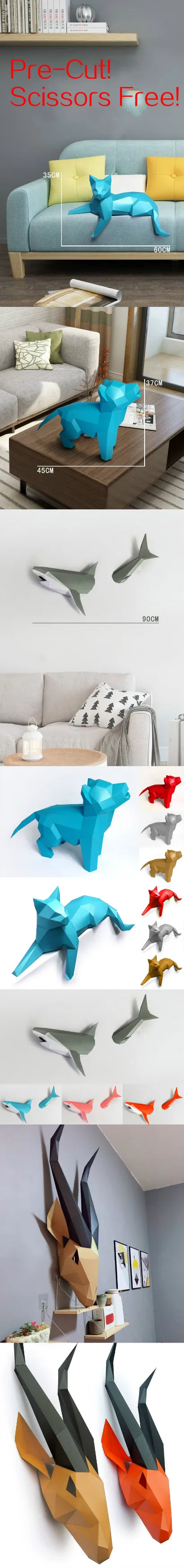 3D кошка собака животное гостиная книга настенная полка домашний декор домашнее Искусство DIY ручной работы бумажные ремесленные модели вечерние подарки