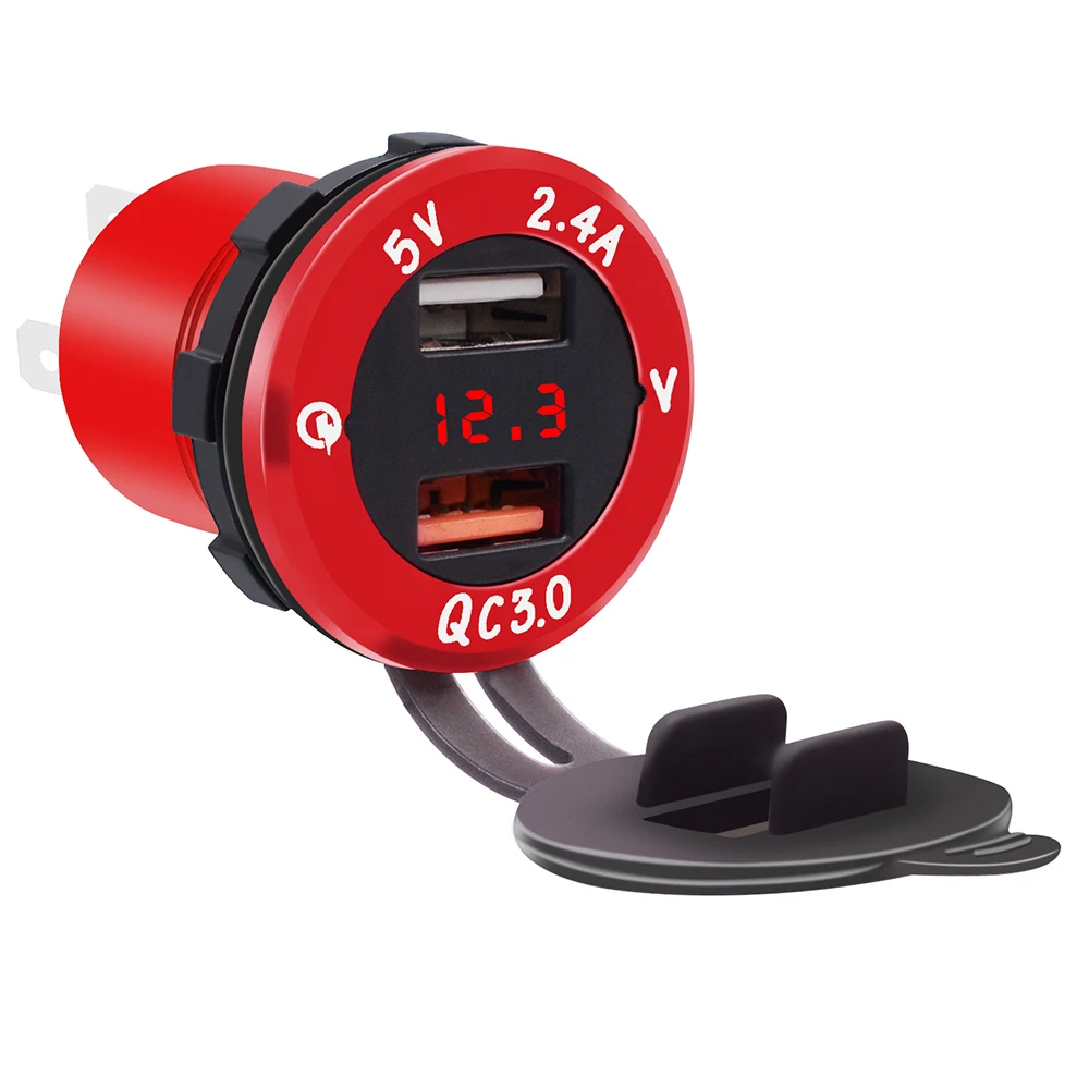 Розетка Автомобильная/мотоциклетная с двумя USB портами 12 24 В QC 3 0|Зажигалка| |