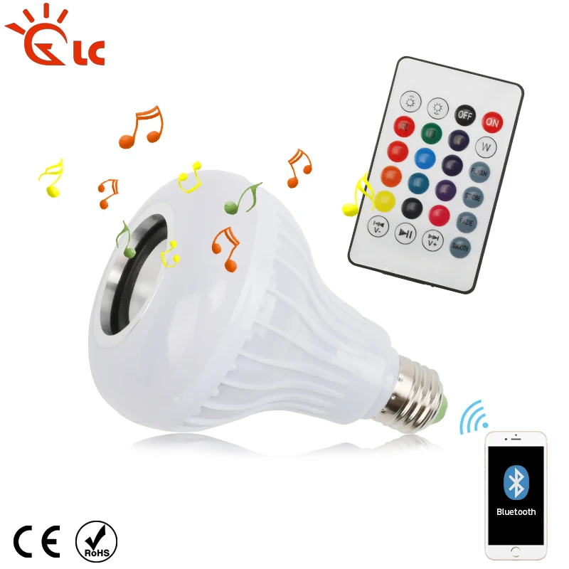 E27 умная Светодиодная лампа беспроводная RGB Bluetooth лампада динамик Lamparas RC Ampoule 85 265 V