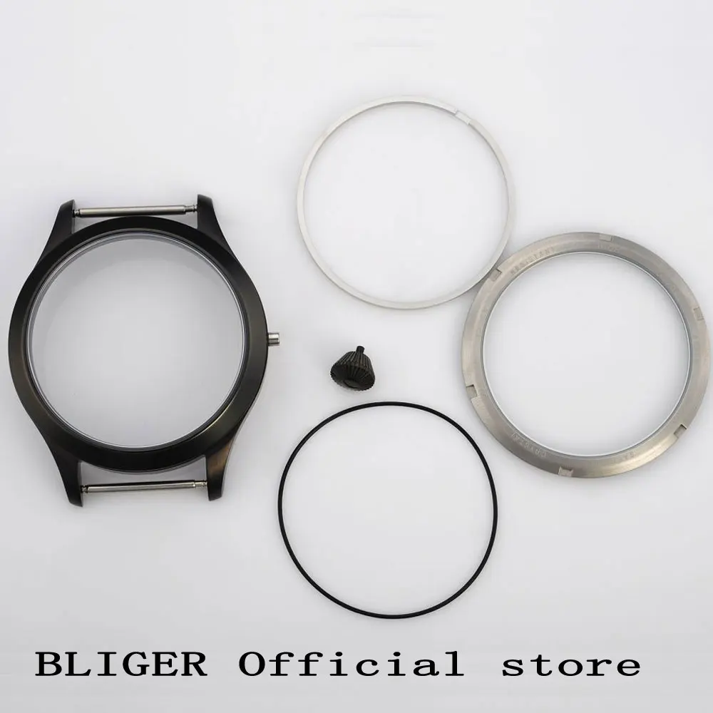Bliger 44 мм черный pvd корпус из нержавеющей стали подходят ETA 6497 6498 движения смотреть