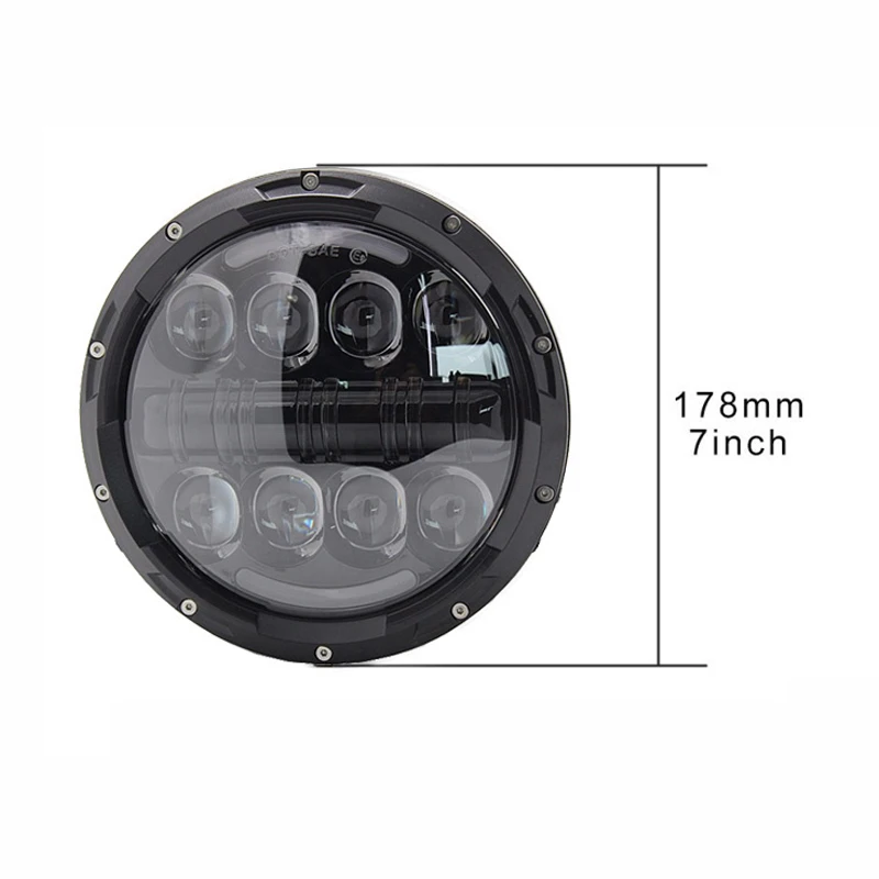 80W DOT Approved 7 inch LED Projector Headlight with Angle Eyes For Harley Motorcycles(Black/Chrome) |