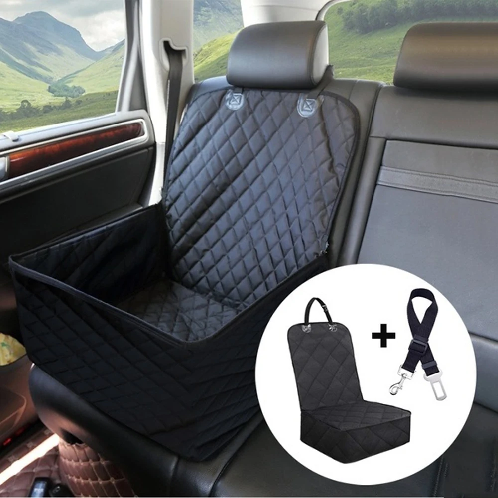 Складной чехол для на автомобильное сиденье перевозки собак вид из сетки