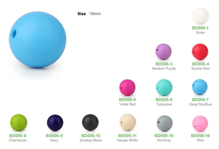 19 мм Силиконовые бусы для прорезывания зубов круглые бусины жевания ювелирные