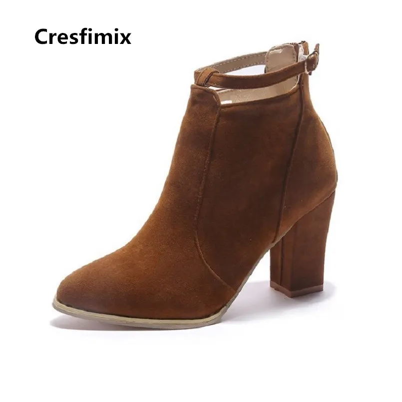 Cresfimix botas femininas женские модные ботинки martin бежевого цвета размера плюс стильные