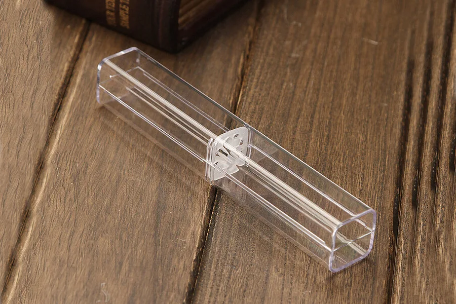 

Cheap 10pcs/lot Hexagonal crystal transparent plastic pen pen box gift box metal pen box transparent plastic pencil case
