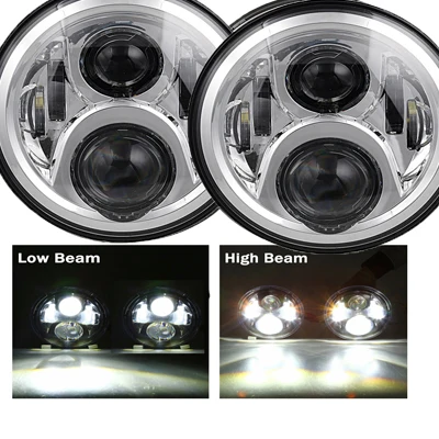 50W chrome 2 шт. " светодиодный DRL фары 4x4 7 дюймов круглые halo Фары для Jeep JK ваз 2121 Лада Нива 7" светодиодный налобный фонарь с янтарным указателем поворота - Цвет: 50W chrome