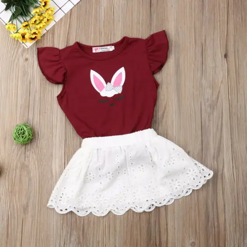 Новинка 2019 футболка без рукавов с рисунком кролика для маленьких девочек топы +