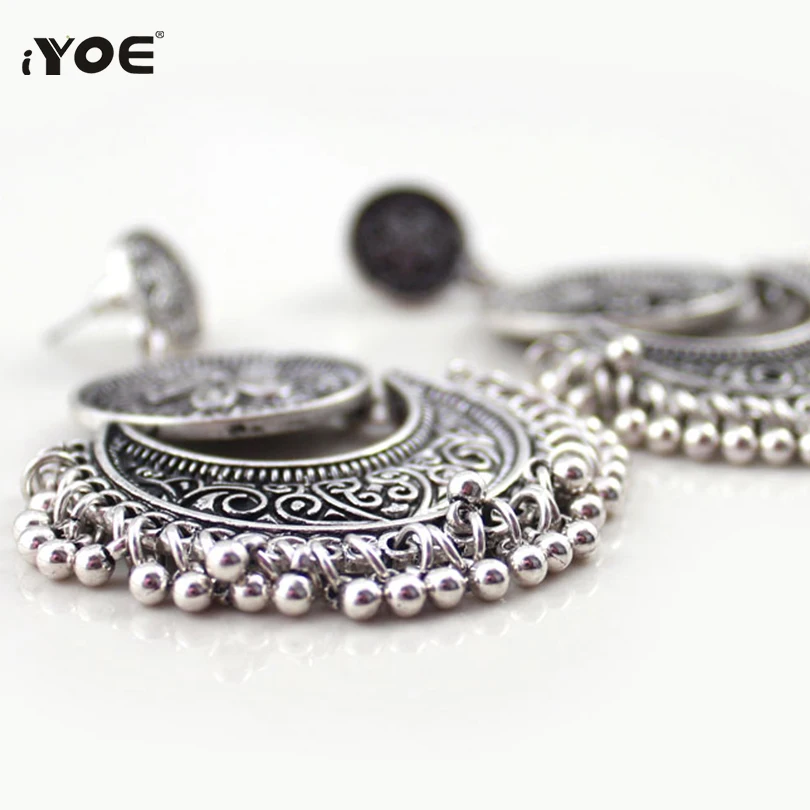 Женские серьги капельки IYOE в стиле бохо этническом серебряная монета круглые