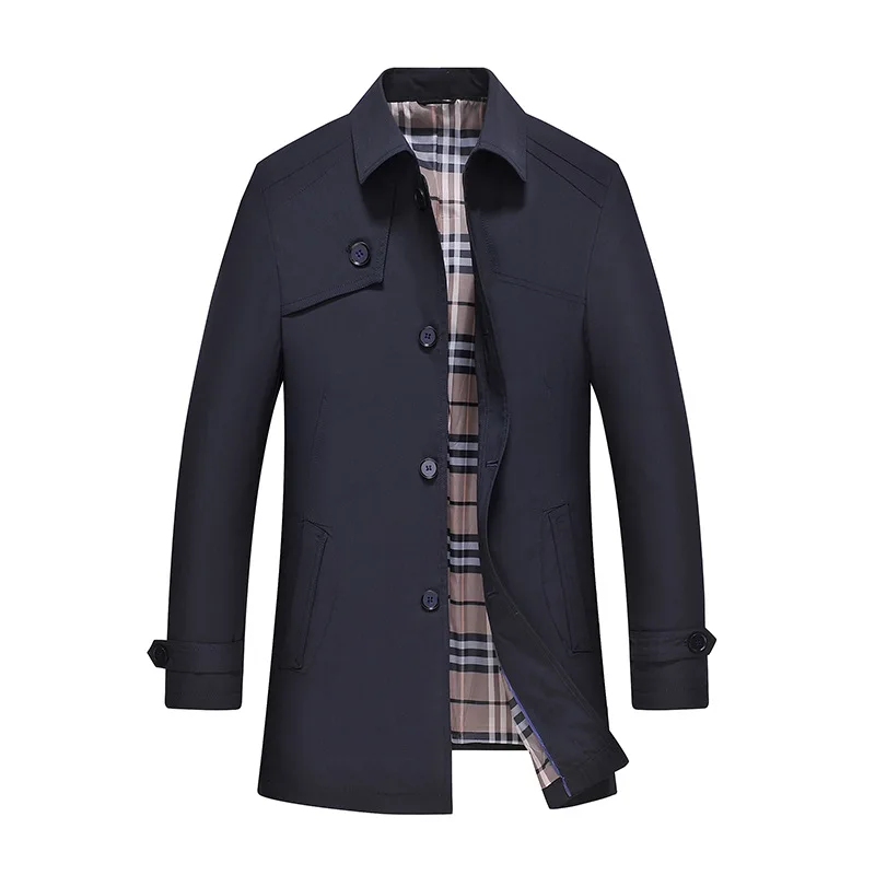 2019 весенний осенний Тренч мужской 100% хлопковый мужская верхняя одежда осеннее