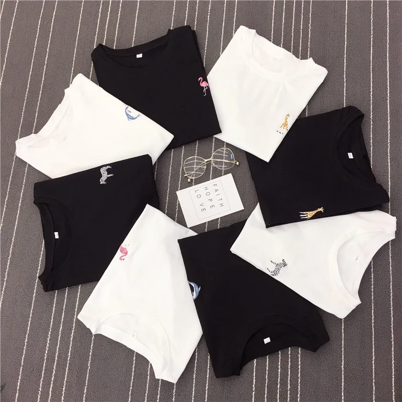 Большие размеры S-XXL Harajuku летняя футболка женская с рисунком животных фламинго