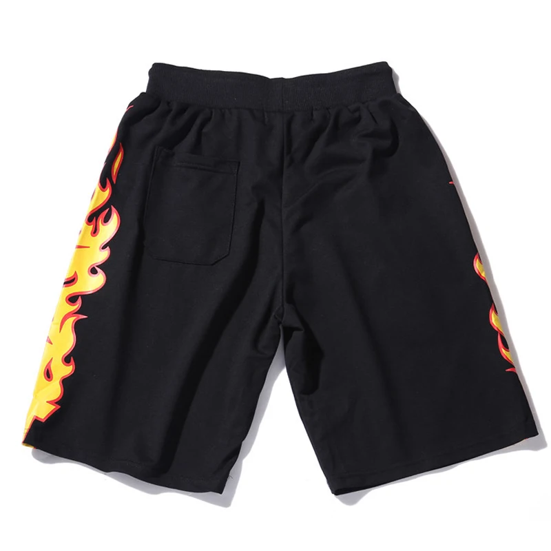 Мужские шорты с пламенем modis мужские эластичной резинкой на талии черные