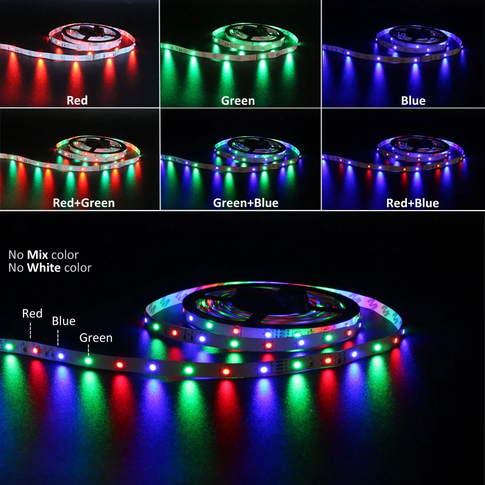 Светодиодная лента с регулируемой яркостью Wi-Fi 12 В RGB SMD 3528 водонепроницаемый