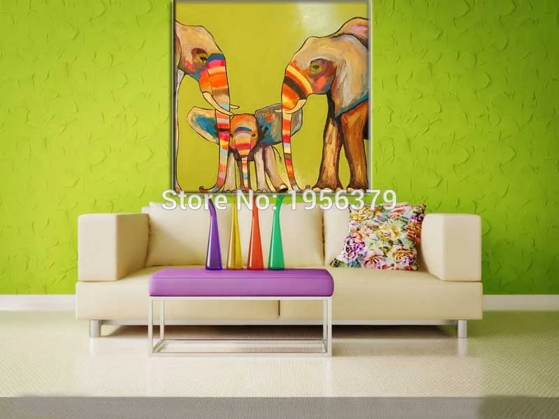 Современная Настенная картина ручной работы с абстрактными животными слоном