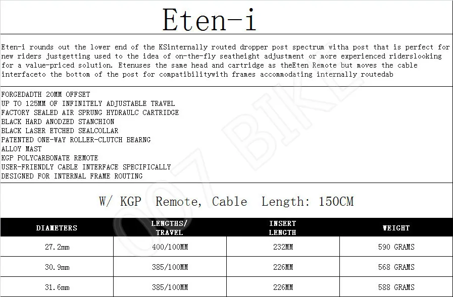 Ks Kindshock Eten-r Eten-я Дистанционное Горные велосипед флакон-капельница Подседельный штырь 27,2/30,9/31,6 мм 100 дисковый тормоз велосипед Подседельный штырь Exa
