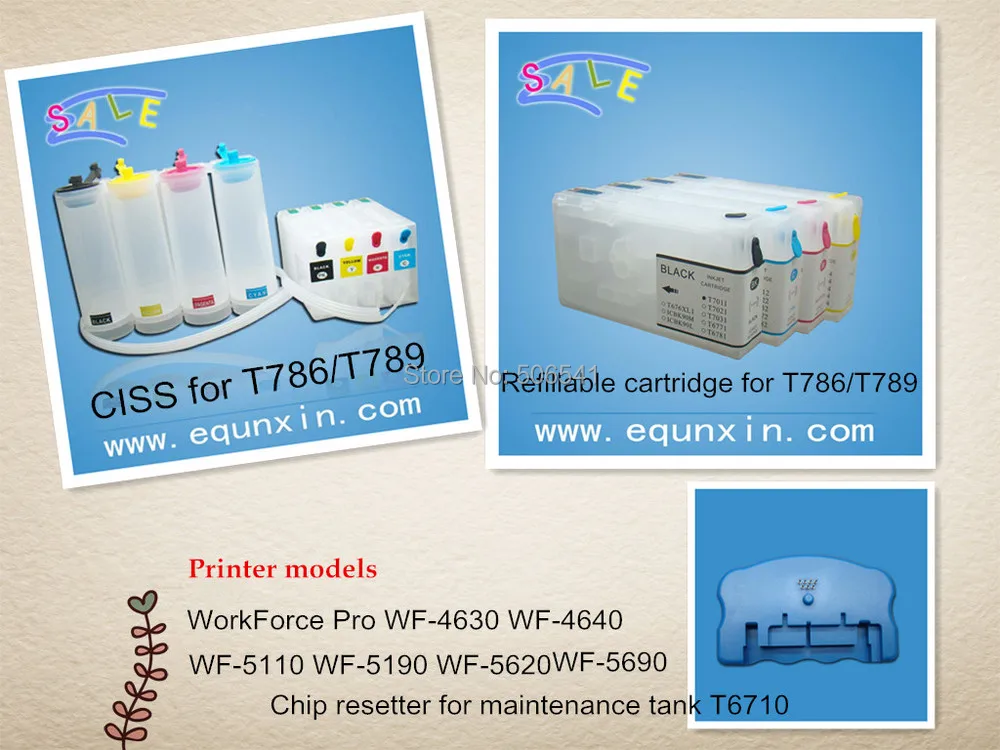 T7861 T7862 T7863 T7864 многоразовый картридж с чипом для EPSON WF 4630 4640 5110 5190 5620 T786 чипом|refillable