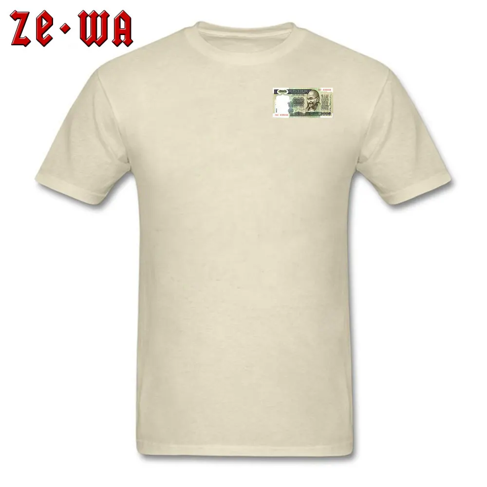 Индийская валюта деньги лето/осень чистый хлопок Круглый вырез мужские Топы