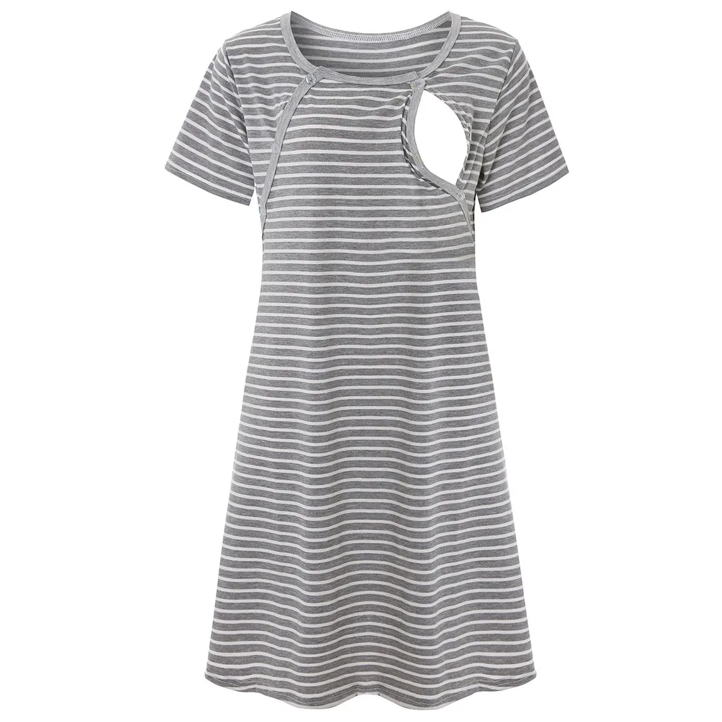 SAGACE Полосатое летнее платье для беременных Одежда кормления грудью ребенка