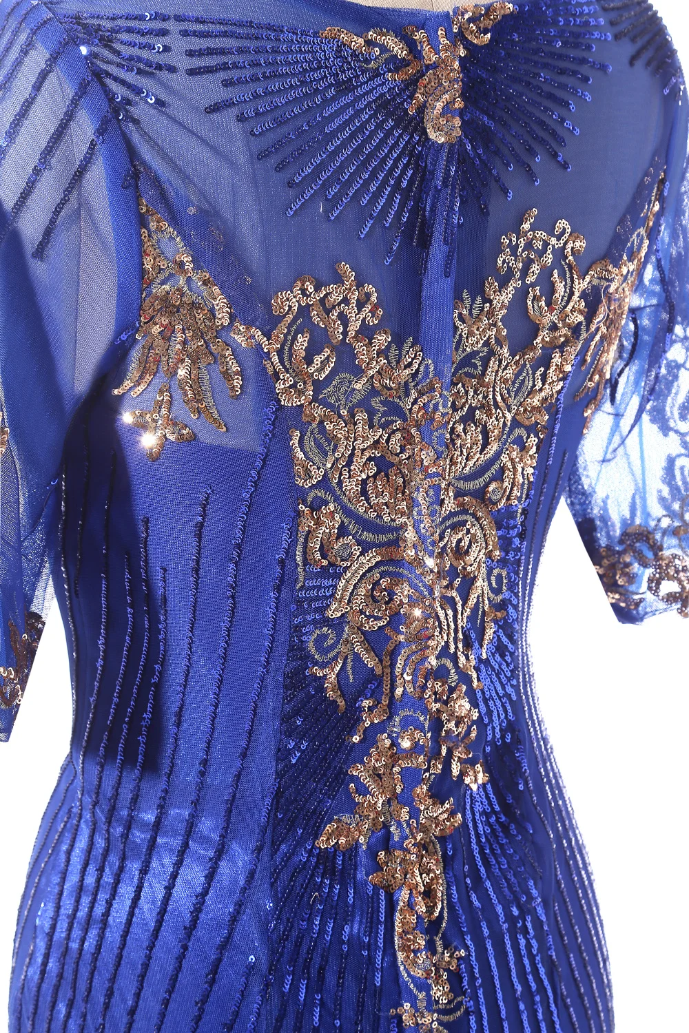 Элегантный в наличии Лидер продаж синий 2017 Платья вечерние блесток Кружева Тюль