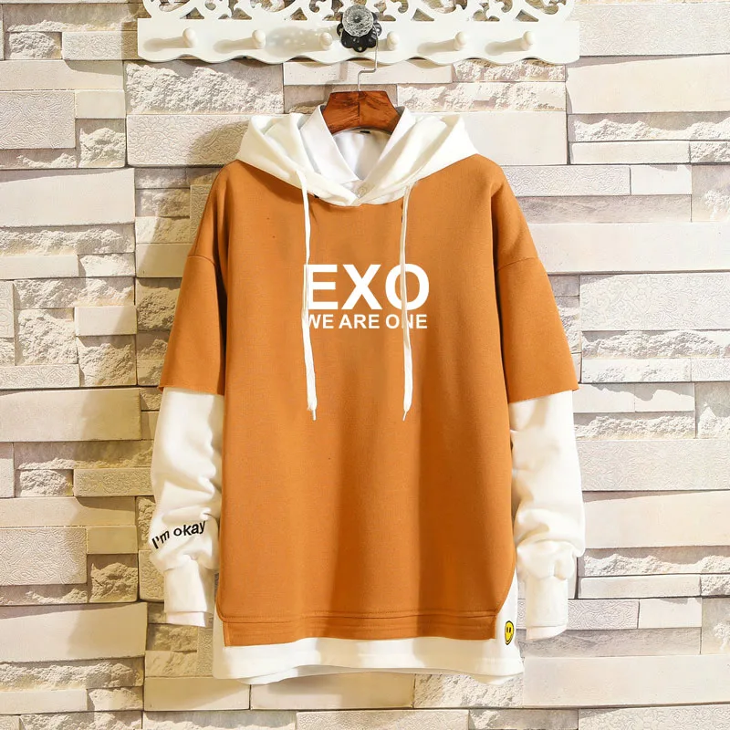 Harajuku модные негабаритные толстовки с капюшоном EXO Kpop Толстовка EXO WE ARE ONE K Pop одежда пуловеры топы хип хоп Уличная 5XL - Цвет: orange 4