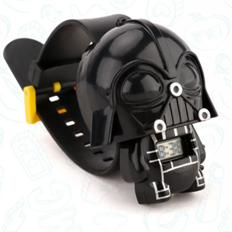 Star Wars black Детские часы Relogio Infantil hello kitty детские Мультяшные часы модные детские часы для девочек и мальчиков милые резиновые кожаные электронные часы подарки - Цвет: Star Wars black