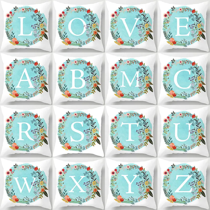

Houspace Polyester Peach Skin Nordic Style 26 English Letters For Home Pillow Decor Sofa Car Decorative Gift Pillow Case