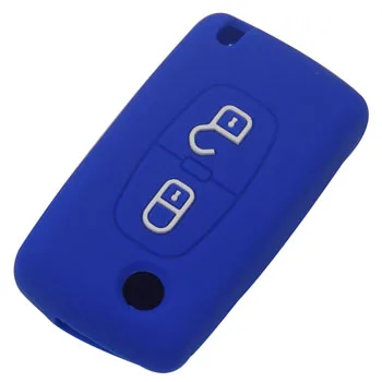 darkblue Flip Fob folding Remote Silicon Key Case For Peugeot 306 407 807 Partner Citroen C2 C3 C4 C6 Berlingo Remote fob Case 2 Button - Название цвета: darkblue