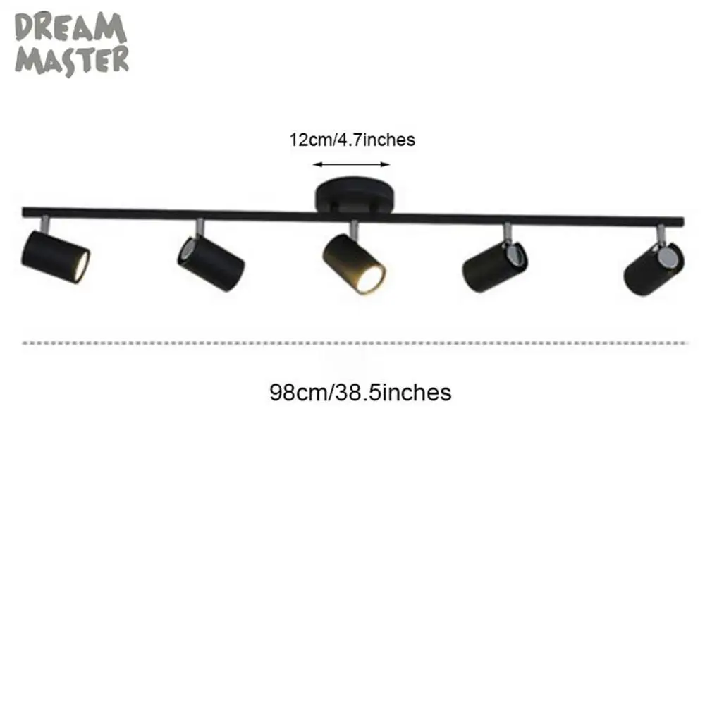 black 5-light Промышленный GU10 светодиодный Трековый светильник, регулируемый светодиодный Трековый светильник, современный черно-белый рельсовый Точечный светильник s, 1 2 3 4 5 6 Трековый светильник - Испускаемый цвет: black 5-light