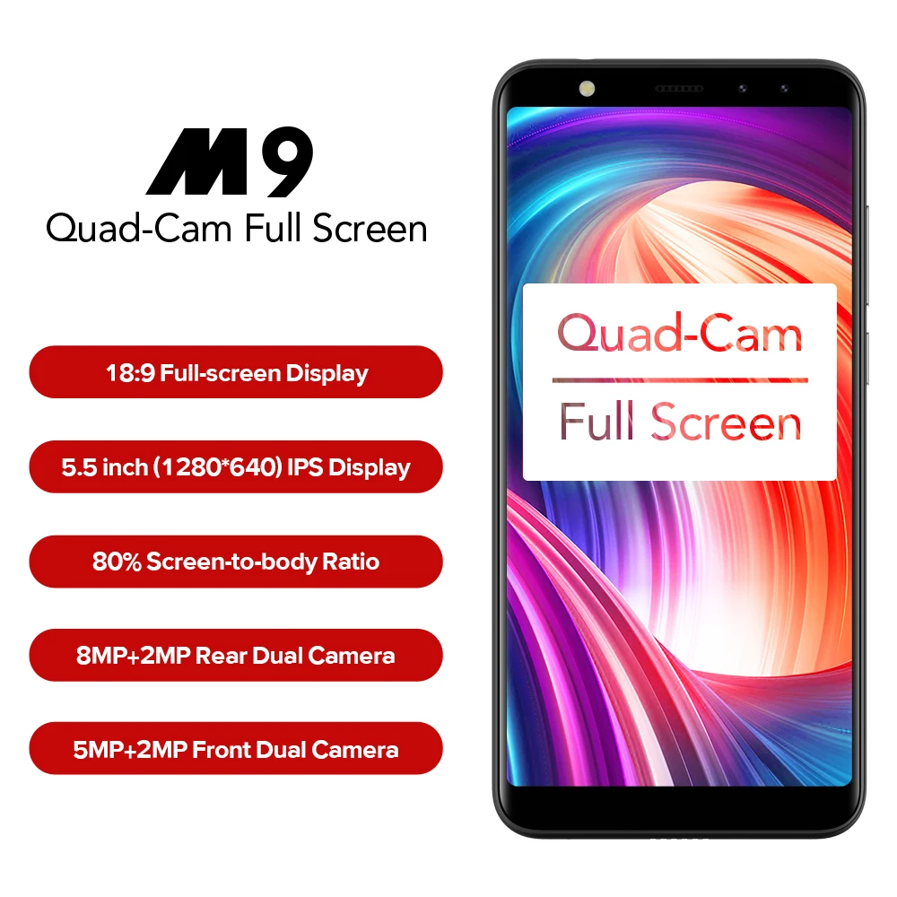 LEAGOO M9 mt6580a четыре ядра сотовый телефон 5 дюймов Android 7 0 18:9 полный Экран смартфон 2 ГБ