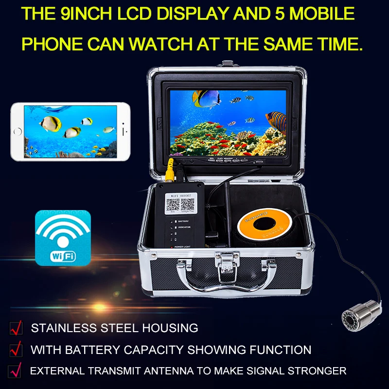 WF13W 15M Underwater Fishing Camera Finder Fish WiFi Wireless Technology Real Time Viewing for Check Adventure | Безопасность и