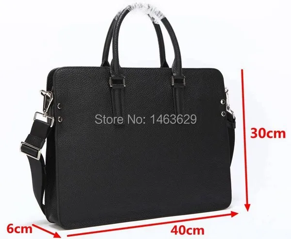 Business men briefcase soft leather and litchi 100% genuine luxury mens handbags+free shipping | Багаж и сумки
