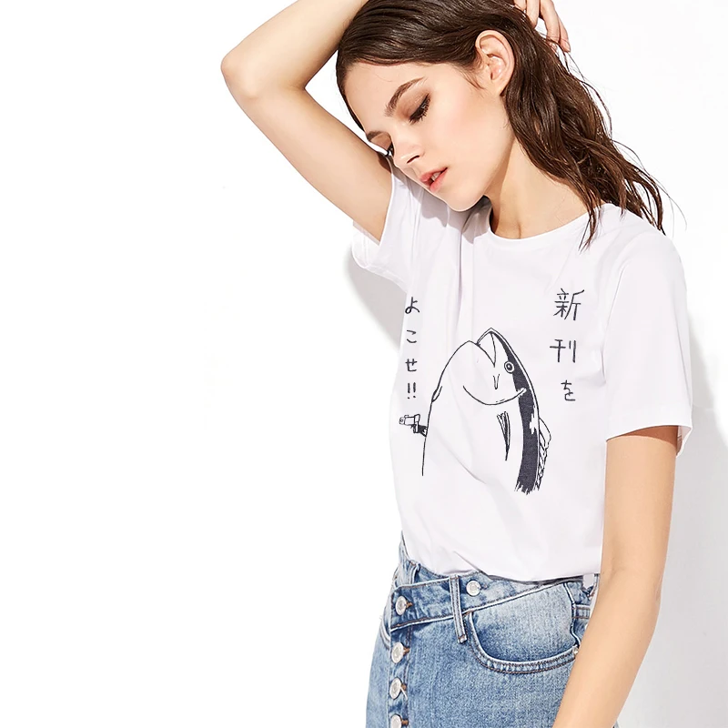 2021 Лето в стиле панк обувь японском Харадзюку для женщин с принтом рыбы