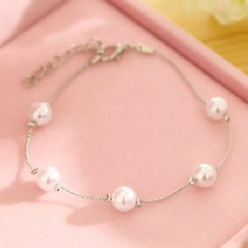 Женская летняя бижутерия искусственный браслет серебряного цвета|charm bracelet|bracelet