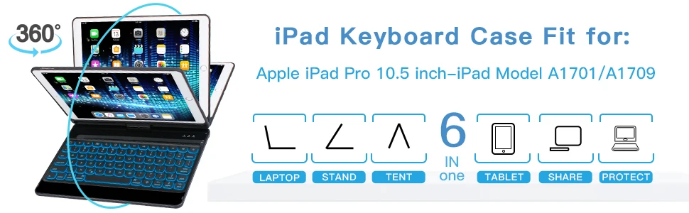 Чехол клавиатура для iPad Air 3 10,5 поворот беспроводная клавиатура с подсветкой Bluetooth чехол для iPad Air 3 10,5 funda Pro 10,5 чехол