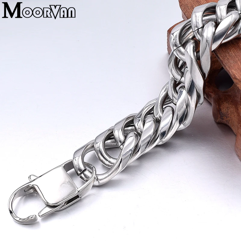 Moorvan 19 мм шириной 22 см длина, ссылка chian ювелирные изделия горячее предложение 316l нержавеющая сталь, для мужчин мужской Шарм браслет Бижу VB307