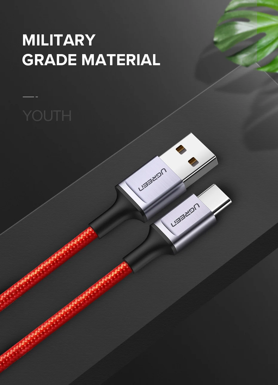 Ugreen usb type-C кабель для samsung Galaxy S10 S9 кабель для мобильного телефона быстрый USB C кабель для зарядки и передачи данных для Xiaomi Mi8 type-C USB шнур