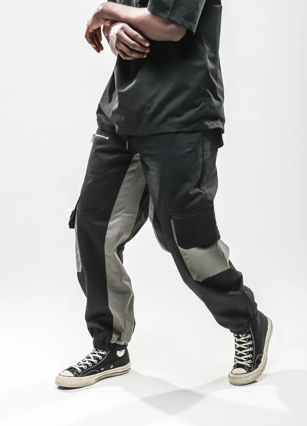 

Hip Hop Multi Pockets Color Block Patchwork Cargo Joggers Harem Pants 2019 Men Urban Casual Trousers Sweatpants Male Fashion